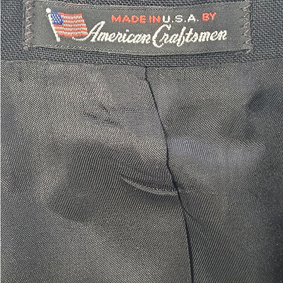 Men's Stafford Center Vent 2 Button Black Wool Vintage‎ Blazer Jacket - Picture 8 of 13